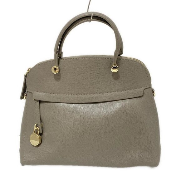 FURLA Piper - Gray Beige Leather Handbag - Picture 1 of 9